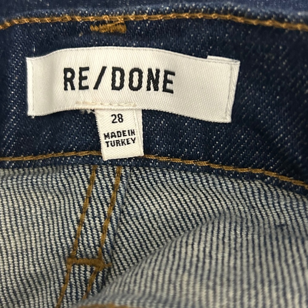 RE/DONE Super High Drain‎ Pipe Jeans 28 Rigid Like Dark Indigo Ankle Zip - Picture 5 of 12